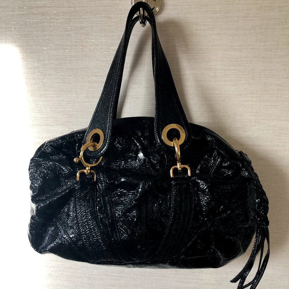 Goldenbleu Jordan Patent Leather Ruched  Handbag